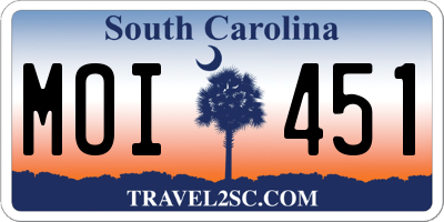 SC license plate MOI451