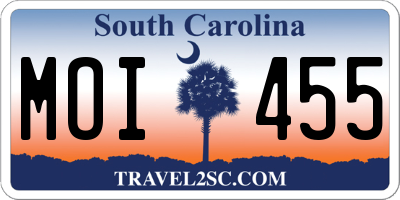 SC license plate MOI455