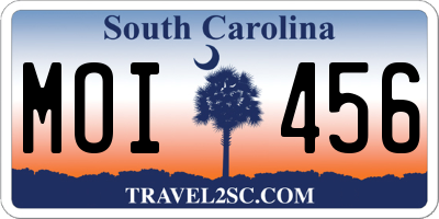 SC license plate MOI456