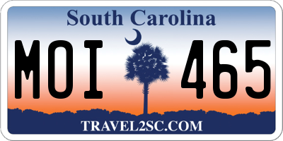 SC license plate MOI465