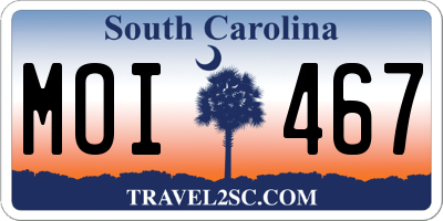 SC license plate MOI467