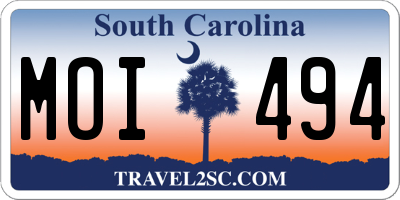 SC license plate MOI494