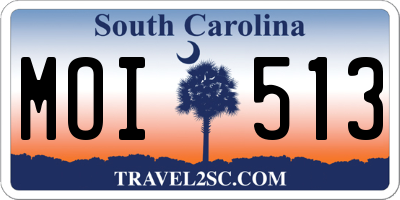 SC license plate MOI513
