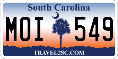 SC license plate MOI549
