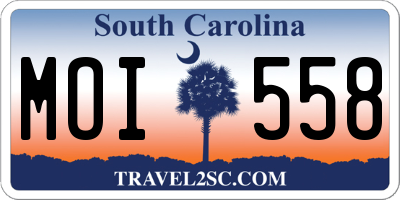 SC license plate MOI558
