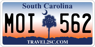 SC license plate MOI562