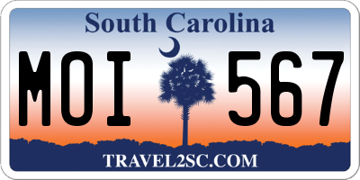 SC license plate MOI567