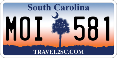 SC license plate MOI581