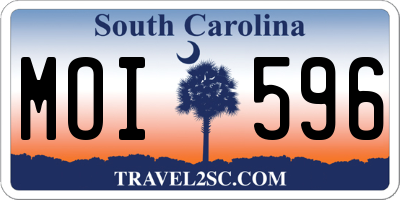 SC license plate MOI596