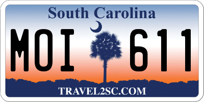 SC license plate MOI611
