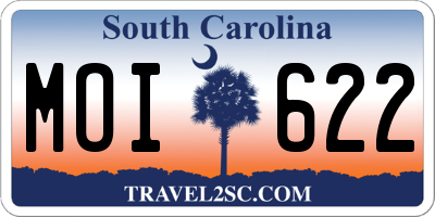 SC license plate MOI622
