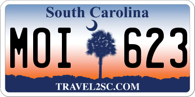 SC license plate MOI623