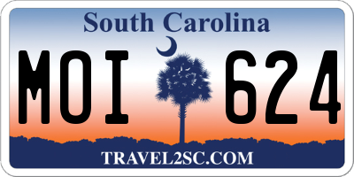 SC license plate MOI624