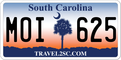 SC license plate MOI625