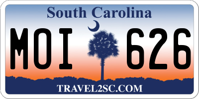 SC license plate MOI626
