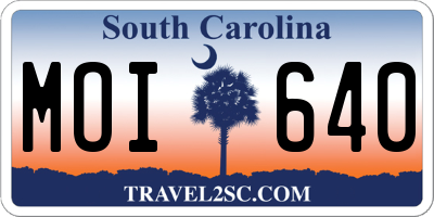 SC license plate MOI640