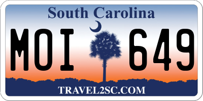 SC license plate MOI649