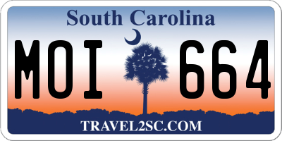 SC license plate MOI664