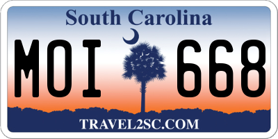 SC license plate MOI668
