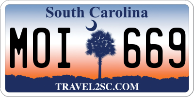 SC license plate MOI669