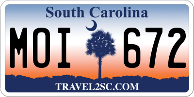 SC license plate MOI672