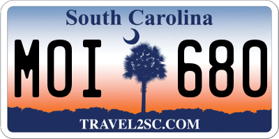 SC license plate MOI680