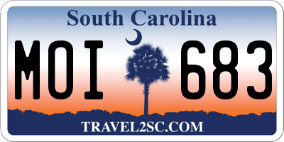 SC license plate MOI683
