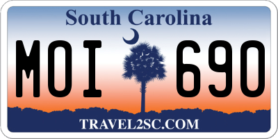 SC license plate MOI690