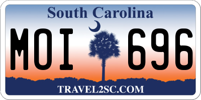 SC license plate MOI696