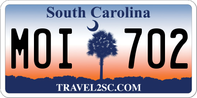 SC license plate MOI702