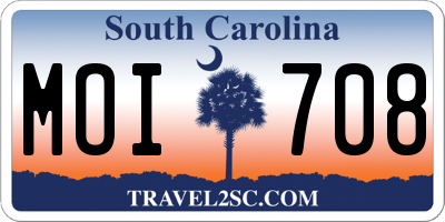 SC license plate MOI708