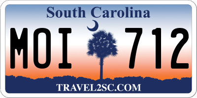 SC license plate MOI712