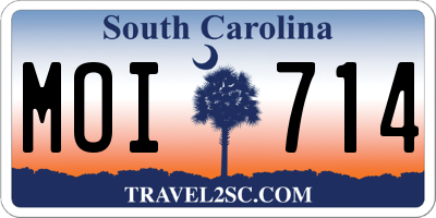 SC license plate MOI714
