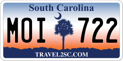 SC license plate MOI722