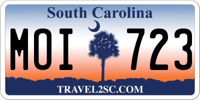 SC license plate MOI723