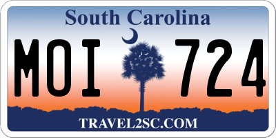 SC license plate MOI724