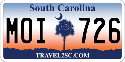 SC license plate MOI726