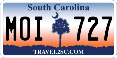 SC license plate MOI727