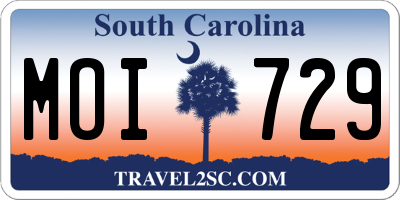 SC license plate MOI729