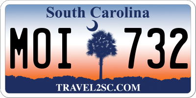 SC license plate MOI732