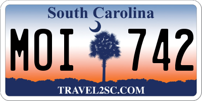 SC license plate MOI742