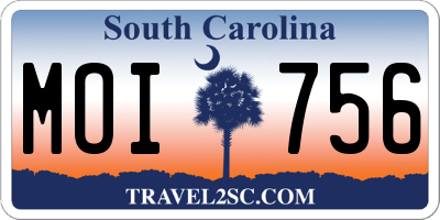 SC license plate MOI756