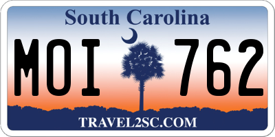 SC license plate MOI762