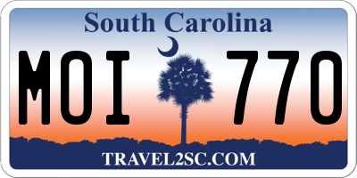 SC license plate MOI770