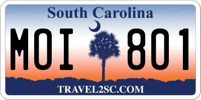 SC license plate MOI801