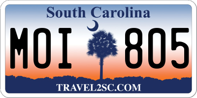 SC license plate MOI805