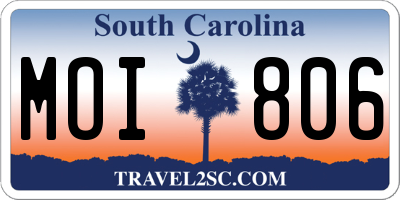SC license plate MOI806