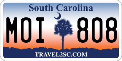 SC license plate MOI808