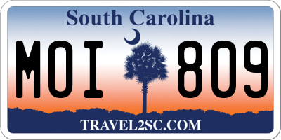 SC license plate MOI809