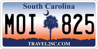 SC license plate MOI825
